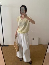 夏季新款短袖t恤女薄款圆领针织宽松百搭半袖上衣，女装T恤，斯尔特羊绒