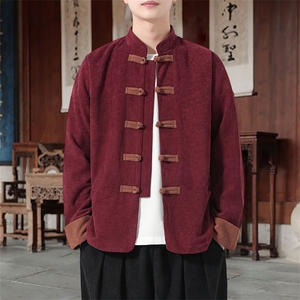 男士外套灯芯绒夹克盘扣立领唐装风 XZ1512-2503单夹克-P80图片