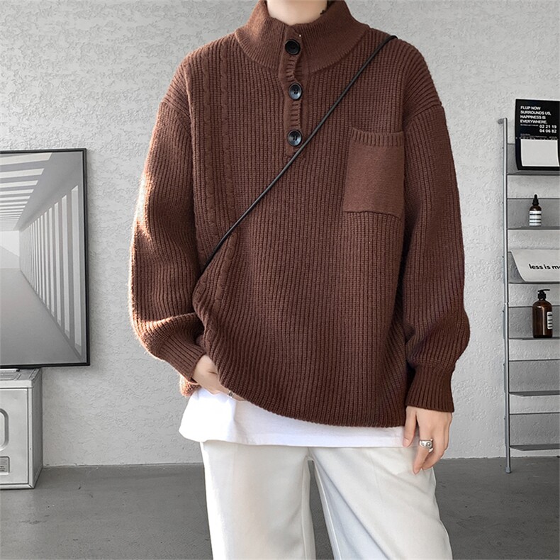 8XL-M特大码冬季立领毛衣纽扣高级设计感情侣?袖毛衫MY1208P65,男装针织衫/毛衣,电商D206-1