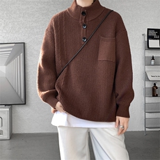 8XL-M特大码冬季立领毛衣纽扣高级设计感情侣?袖毛衫MY1208P65，男装针织衫/毛衣，电商D206-1