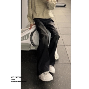 【008】水洗做旧脏染破洞牛仔裤男春夏宽松直筒裤 A079-NA537-P49图片