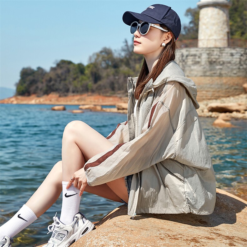 欧货透气防晒衣女2023夏季轻薄新款防紫外线防晒衫薄款小个子女款,女装防晒衣,可可小西
