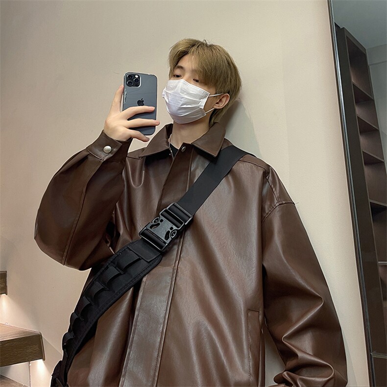 美式高街皮衣男士韩版潮流帅气百搭2024春季新款ins外套W5686-P68，男装皮衣，星座412-2