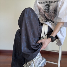 wassuphappy扎染冰丝裤子男夏季薄款潮流美式痞帅直筒休闲阔腿裤，男装休闲裤，电商B315