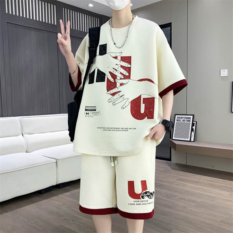 短袖短裤套装新款夏季冰凉感t恤帅气休闲运动套装A436-1102-P60,男装T恤,电商A436