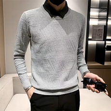秋冬修身假两件毛衣套头针织衫外套S521-P60，男装针织衫/毛衣，星座1109-3