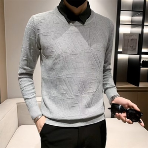 秋冬修身假两件毛衣套头针织衫外套S521-P60图片