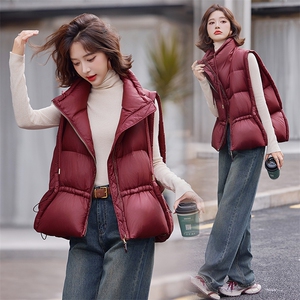 羽绒服马甲女2024冬季新款白鸭绒立领加厚设计感百搭轻薄时尚外套图片