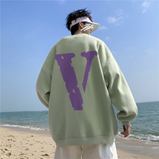 重磅宽松大码港风紫v印花圆领卫衣WY71-特p30（抖音不可售），男装卫衣，星座508（原C305）