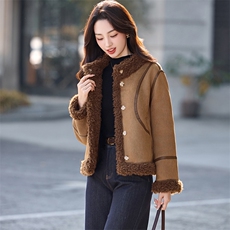（现货）XBL新款2025年冬季保暖皮毛一体羊羔毛大衣性价比高送包，女装羽绒服，欣贝拉