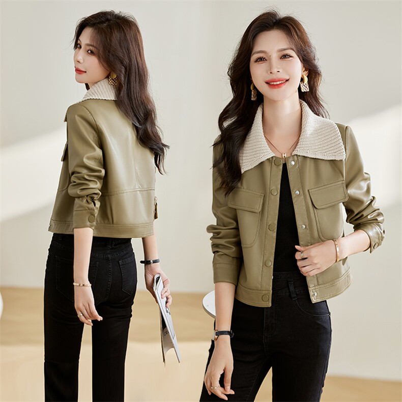 热卖加推！时尚皮衣女短款2023年春季新款时尚潮流长袖，女装皮衣，贵人树