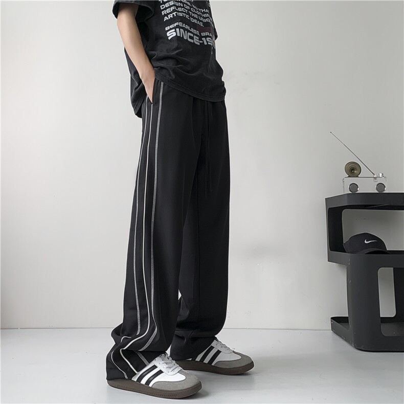 冰丝男夏季潮牌痞帅宽松设计感直筒工装裤P35控58,男装工装外套,电商D205