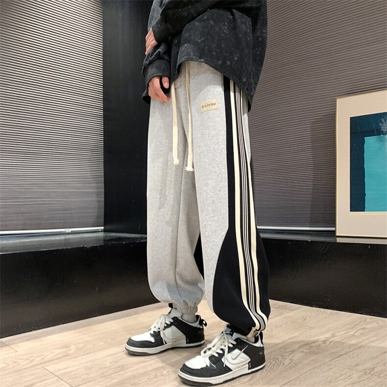 足货青少年纯棉休闲潮牌拼色运动裤子XZ301b-2-CK652P43,女装休闲裤,星座301B-2（原A443-1）