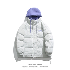 2024秋冬新款高品质印花拼接假两件连帽棉服外套 A436-2802-P150图片