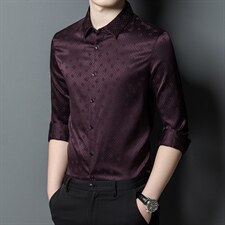 长袖衬衫男薄款提花上衣2023夏季新款中年男士休闲衬衣，男装衬衫，电商B212（原钱塘6029）
