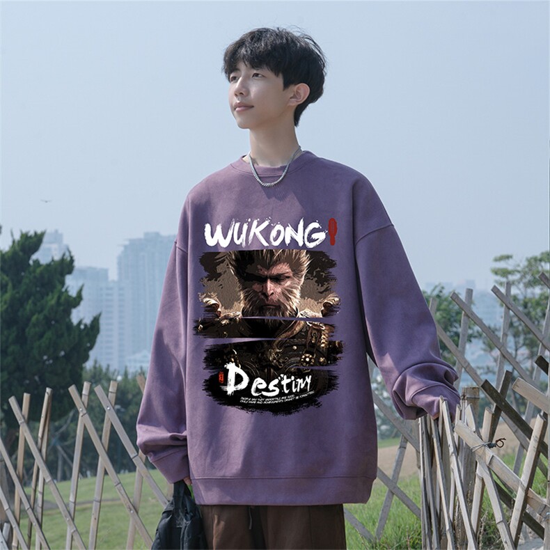 抖音得物高品质黑神话悟空麂皮绒宽松圆领卫衣wyjp7012-特p35控69,男装卫衣,星座605(原A050)