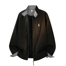 网图春季复古立领刺绣外套男千鸟格休闲夹克J9901P70，男装夹克，电商C323