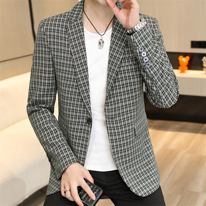 秋季新款帅气休闲韩版时尚潮流修身男士小西服外套7768-P85,男装西服,星座613B