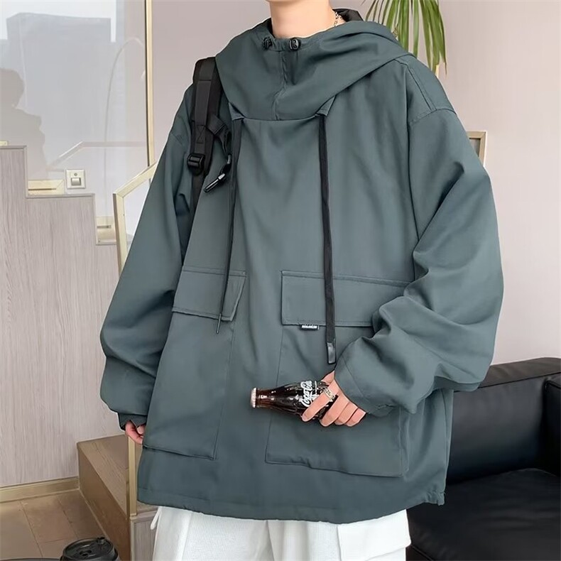 男秋季外套潮牌街头工装连帽卫衣夹克HW28P45图片