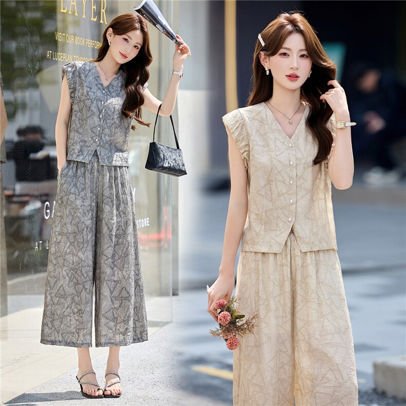 罗得堡2026夏季新款时尚休闲修身两件套2708，女装套装/套裙，罗得堡