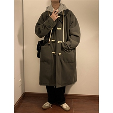 1港风牛角扣加棉呢大衣可拆卸帽大码M-5XL外套男FY8716P138控188，女装短外套，星座226-2