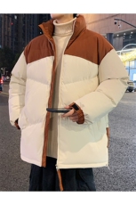 港风潮牌新款拼色立领棉服潮流保暖棉衣M071-P85控118，男装棉衣，星座717