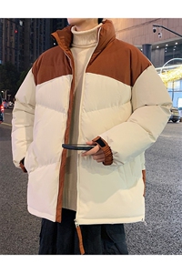 港风潮牌新款拼色立领棉服潮流保暖棉衣M071-P85控118图片