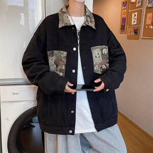 春秋韩版ins复古休闲外套工装夹克男新款潮牌宽松上衣 W4927-P54图片