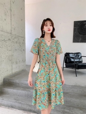 碎花韩版连衣裙，女装连衣裙，荷塘月色