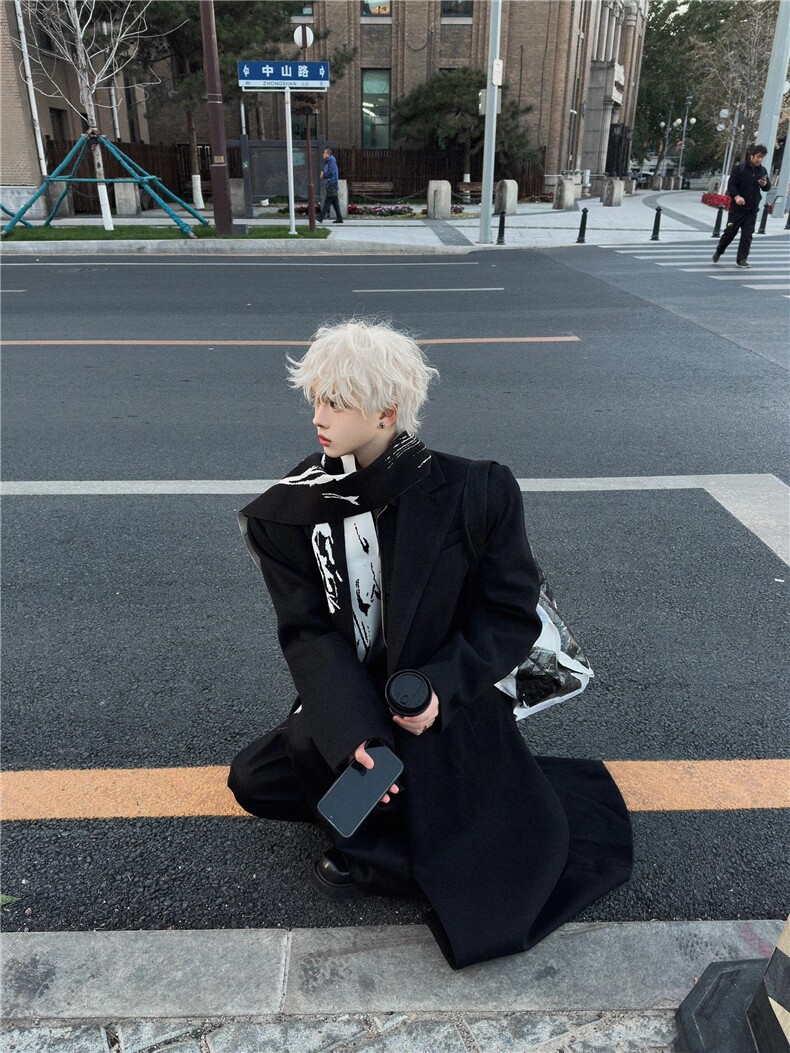 痞帅韩系长款风衣CF070-P98加棉105，男装风衣，星座313A(原308A-2)