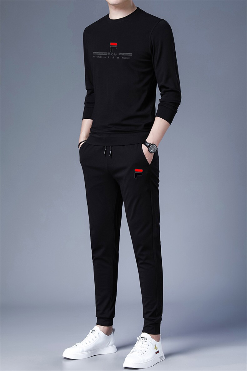 中年运动套装男春秋季2023新款套头卫衣两件套大码中老年休闲服装,男装休闲套装,电商B212（原钱塘6029）