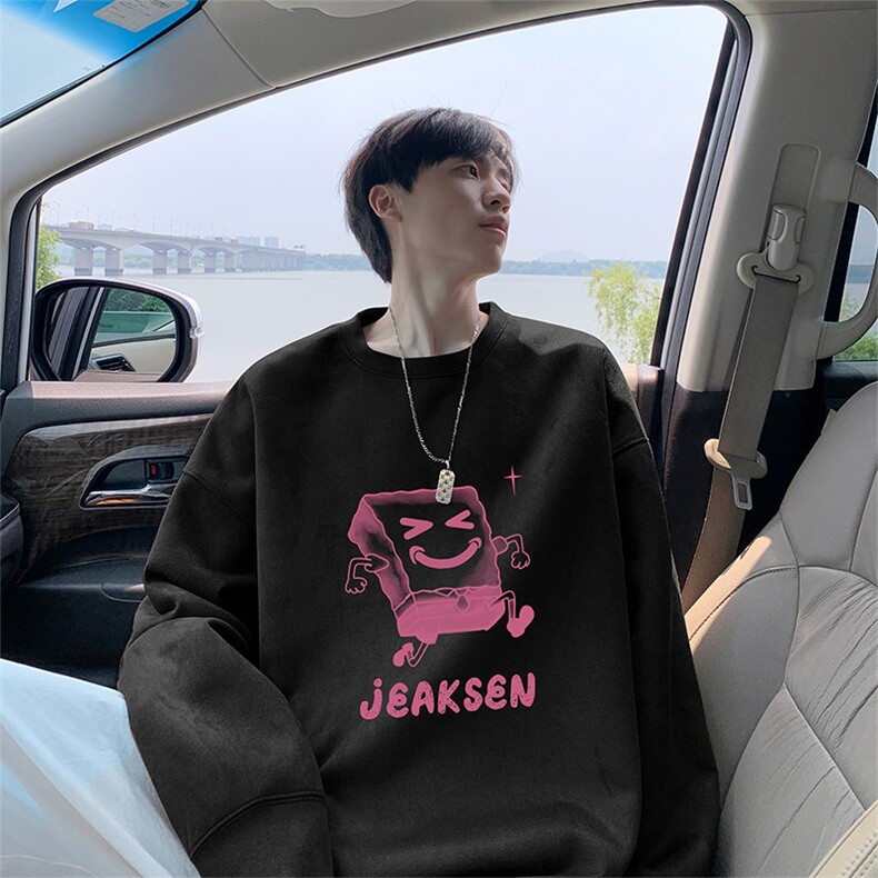 抖音得物高品质海绵宝宝麂皮绒宽松圆领卫衣wyjp5621-特p35控69,男装卫衣,星座605(原A050)