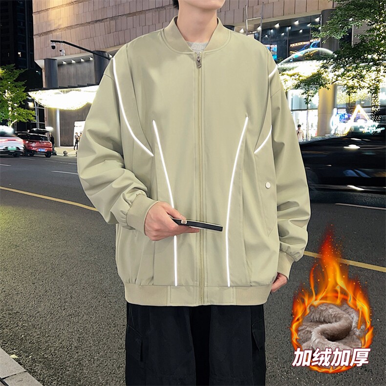 加绒加厚外套男女款放光条棒球服情侣飞行夹克JK0238-P73加绒P83,男装夹克,星座308B-2