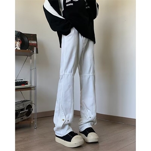 美式高街vibe风黑色排扣小众牛仔裤男痞帅宽松直筒炸街裤 KZ113图片