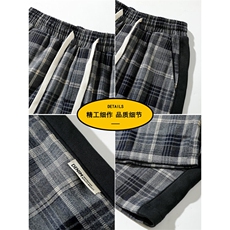 春季新款潮流美式高街垂感设计宽松格子直筒长裤A436-827-P35，男装休闲裤，电商A436