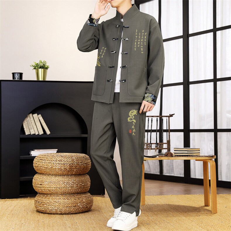 风套装刺绣盘口男套装,男装休闲套装,星座1206-1（原A206-1）