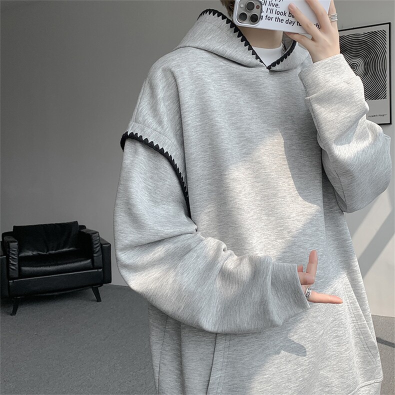 WY10155-特P48控88新款连帽贝壳绣花麦穗提花大码男宽松情侣卫衣,男装卫衣,电商A059