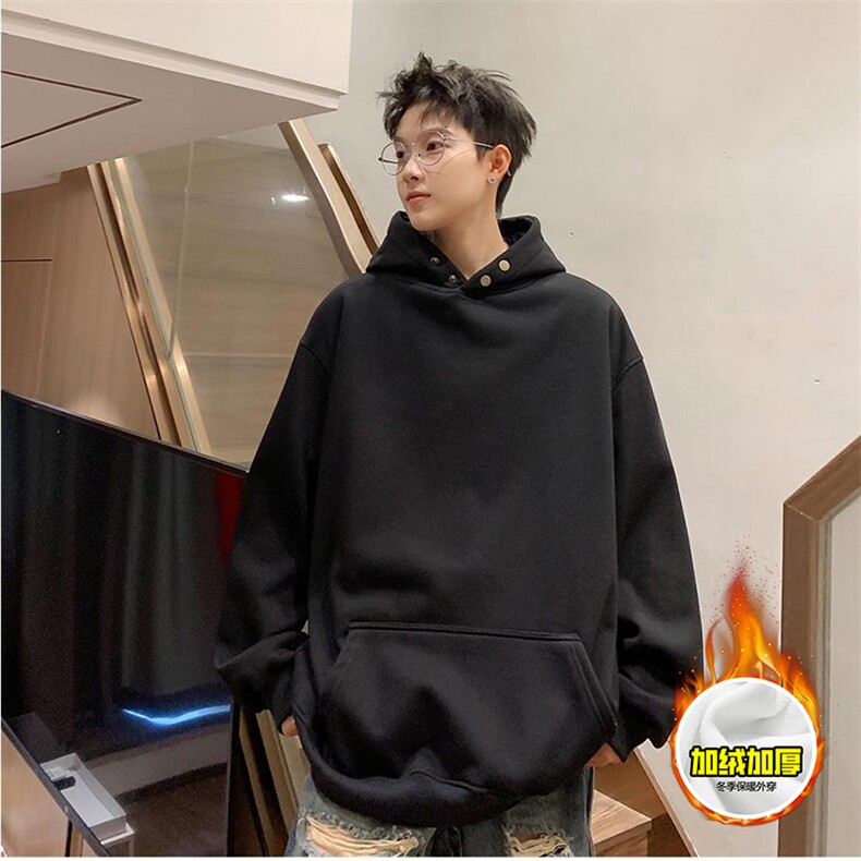 480G重磅加绒硬挺boxy男女秋冬美式高街结构古铜两粒扣卫衣厚外套，女装短外套，电商A486-1