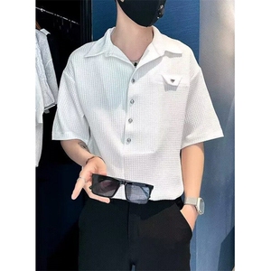 气质原宿百搭套头衬衫男款短袖冰丝潮流POLO衫文艺 CS512图片