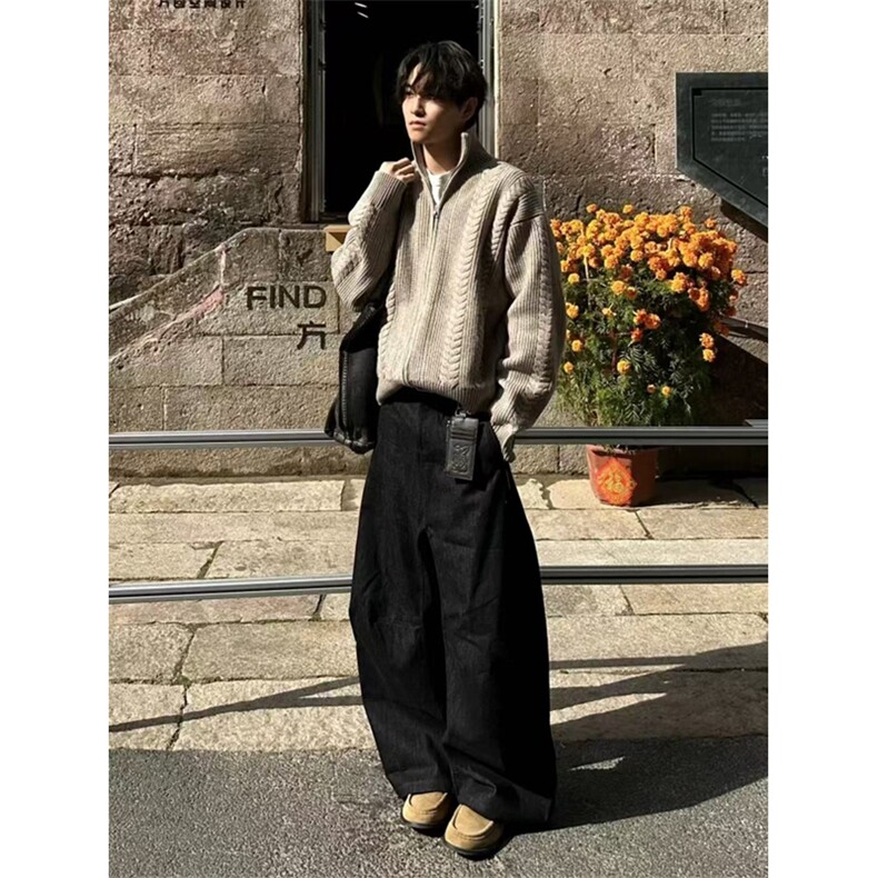 网图有货复古老钱麦穗姣花针织衫毛衣男女立领拉链外套A1020-P78,男装针织衫/毛衣,星座1505