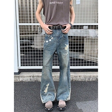 【有货】NK179LL-特P55cleanfit美式破洞牛仔裤宽松直筒微喇，男装牛仔裤，星座1007（原301D）