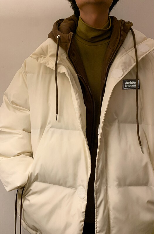 假两件连帽棉衣男加厚美式复古面包服外套V8023/P88,男装棉衣,电商D202-1