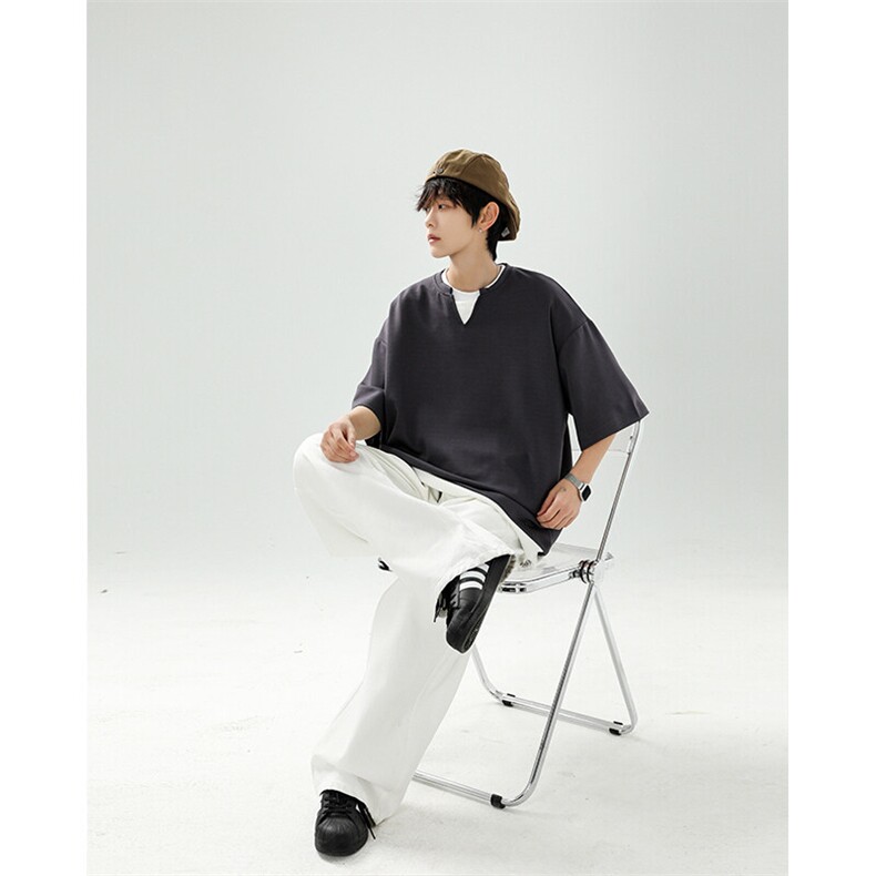 8XL-M特大码短袖男假两件五分袖高品质空气层宽松上衣DX321P35,男装T恤,电商D206-1
