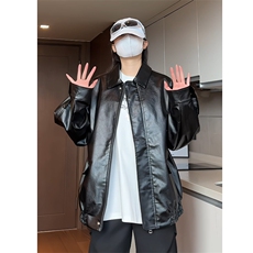 秋季新款美式复古皮衣情侣PU皮夹克休闲外套A0178060P80，男装夹克，电商A017