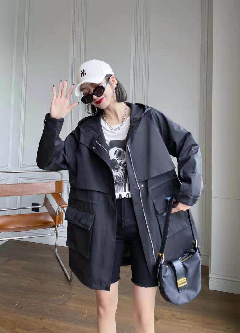 秋款抽绳风衣，女装风衣，忠杭阁