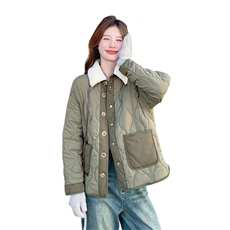 新品拼接棉衣双层领2C081-7702P195，女装棉衣/棉服，2C081