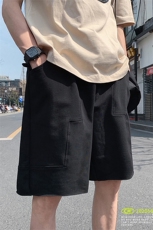 INS夏季简约纯色分割五分裤运动直筒小清新休闲短裤子男装，男装休闲裤，电商A102B