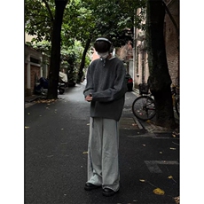 美式复古麻花设计感毛衣男女情侣慵懒高级感亨利领宽松套头针织衫，男装针织衫/毛衣，星座506A