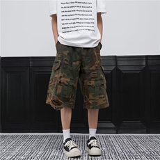 复古牛仔裤七分裤美式破洞工装裤宽松阔腿短裤6043P65，男装牛仔裤，星座410-2