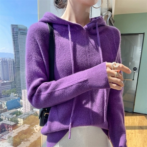 连帽羊毛衫针织卫衣女2024年新款打底衫衫毛衣套头外穿宽松显瘦上图片